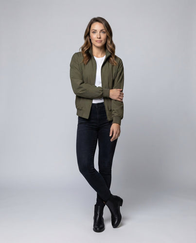 Damen Bomberjacke Lässig Kariert