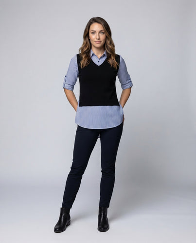 Damen Hemdbluse Layer Look