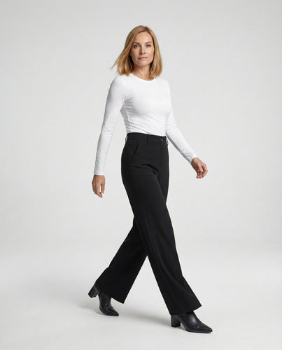 Damen Palazzo Hose High Waist mit Bügelfalte