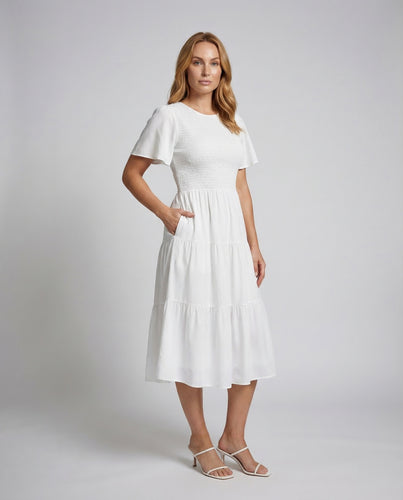 Damen Stufenkleid Kurzarm
