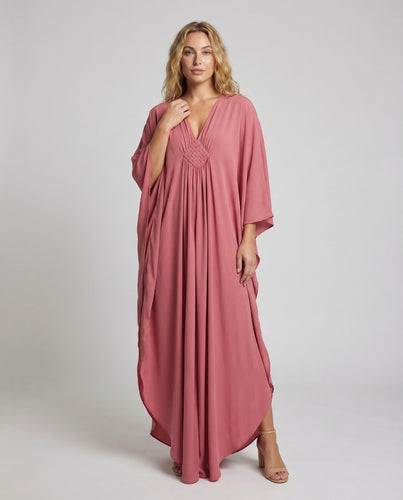 Damen Kaftankleid V-Ausschnitt Kimonoärmel