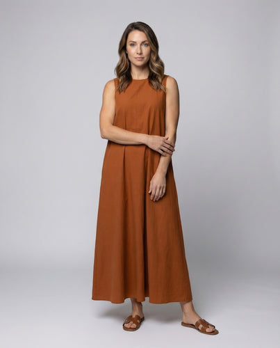 Damen Leinenmix-Maxikleid Hängerschnitt