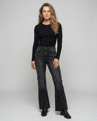 Damen Paneel-Schlagjeans Ausgefranster Saum