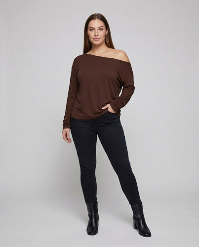 Damen Lagenlook-Top Asymmetrischer Ausschnitt