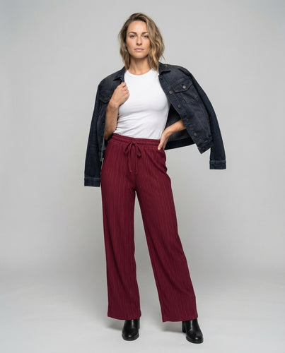 Damen lässige Rippstrick-Palazzo-Hose.