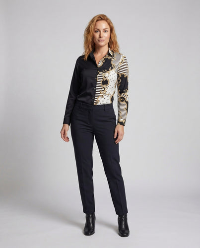 Damen Hemdbluse mit asymmetrischem Barockprint