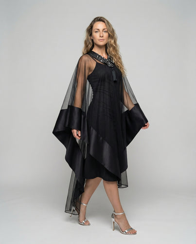 Damen elegantes Abendkleid mit Cape-Ärmeln