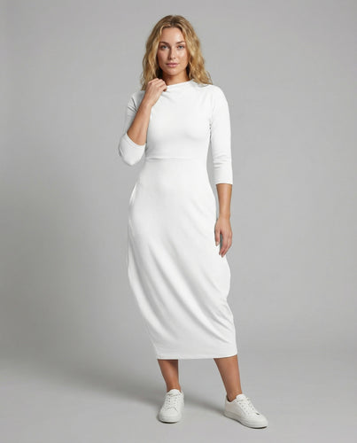 Damen elegantes Midikleid mit Drapé-Rock