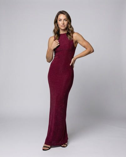 Damen figurbetontes Abendkleid aus Glitzerjersey
