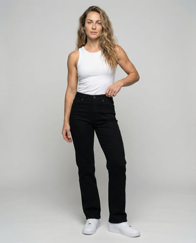 Damen hochtaillierte Jeans im weiten Schnitt