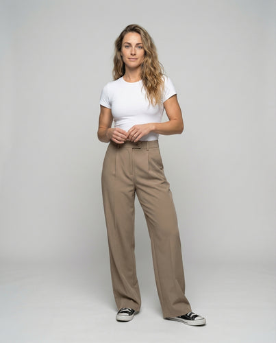 Damen hochtaillierte Palazzo-Hose mit Bügelfalte