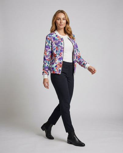 Damen leichte florale Bomberjacke