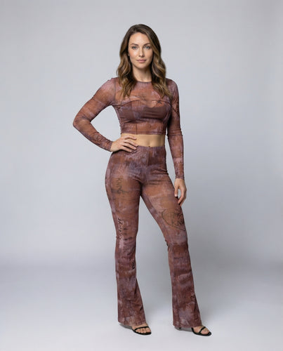 Damen Mesh-Zweiteiler mit Herzprint