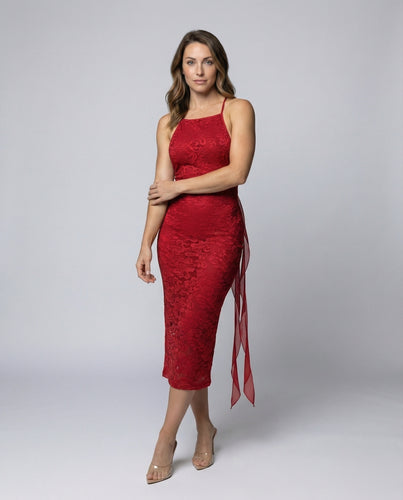 Damen rückenfreies Spitzen-Maxikleid