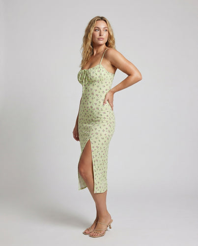 Damen Midikleid mit geschnürtem Dekolleté