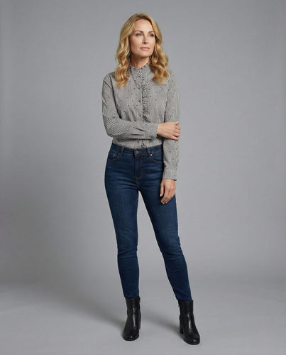 Damen Bluse Volant gestreift elegant