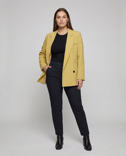Damen Kastige Doppelreihige Longblazer