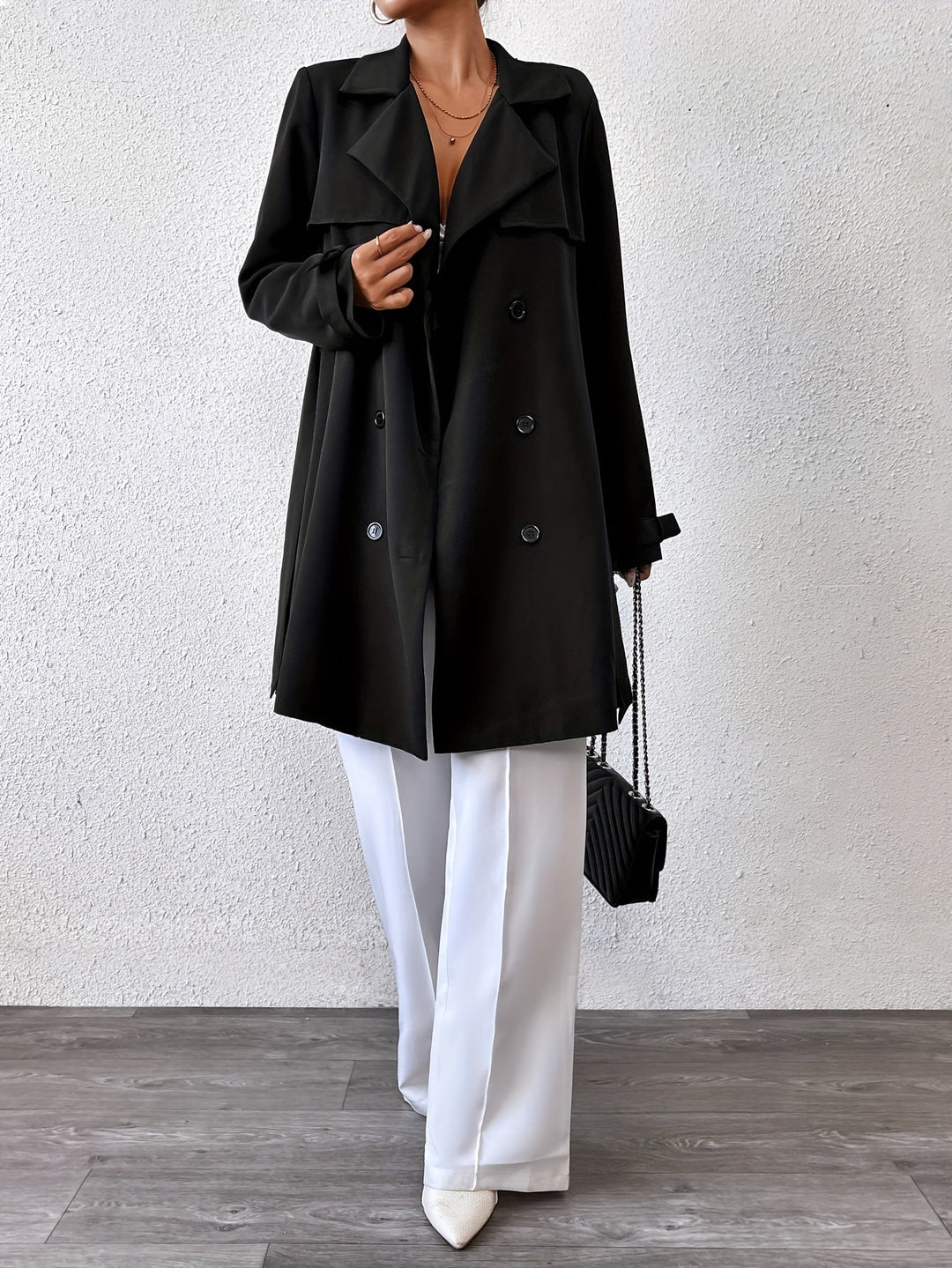 EB | Wendbarer Langer Jacke mit Bindegürtel