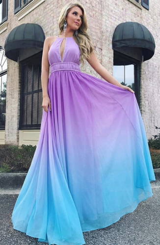 Damen Maxikleid mit Tiefem V-Ausschnitt und Schwingendem Tüllrock EB