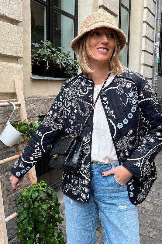 EB | Weinlesejacke mit Blumendruck