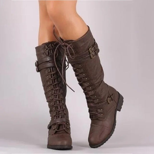 EB | Retro Damen Schnürstiefel mit Schnalle