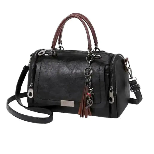 EB – Geräumige Handtasche aus weichem mit Riemen und Reißverschluss