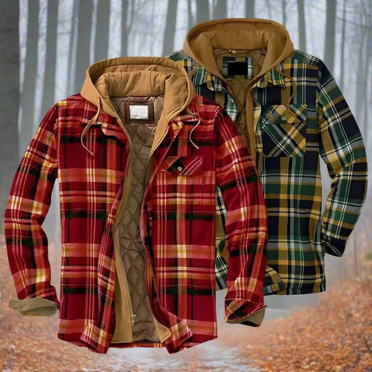EB | Warme Kapuzenjacke mit Karo-Muster für Herren