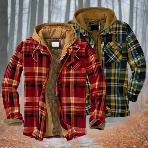 EB | Warme Kapuzenjacke mit Karo-Muster für Herren