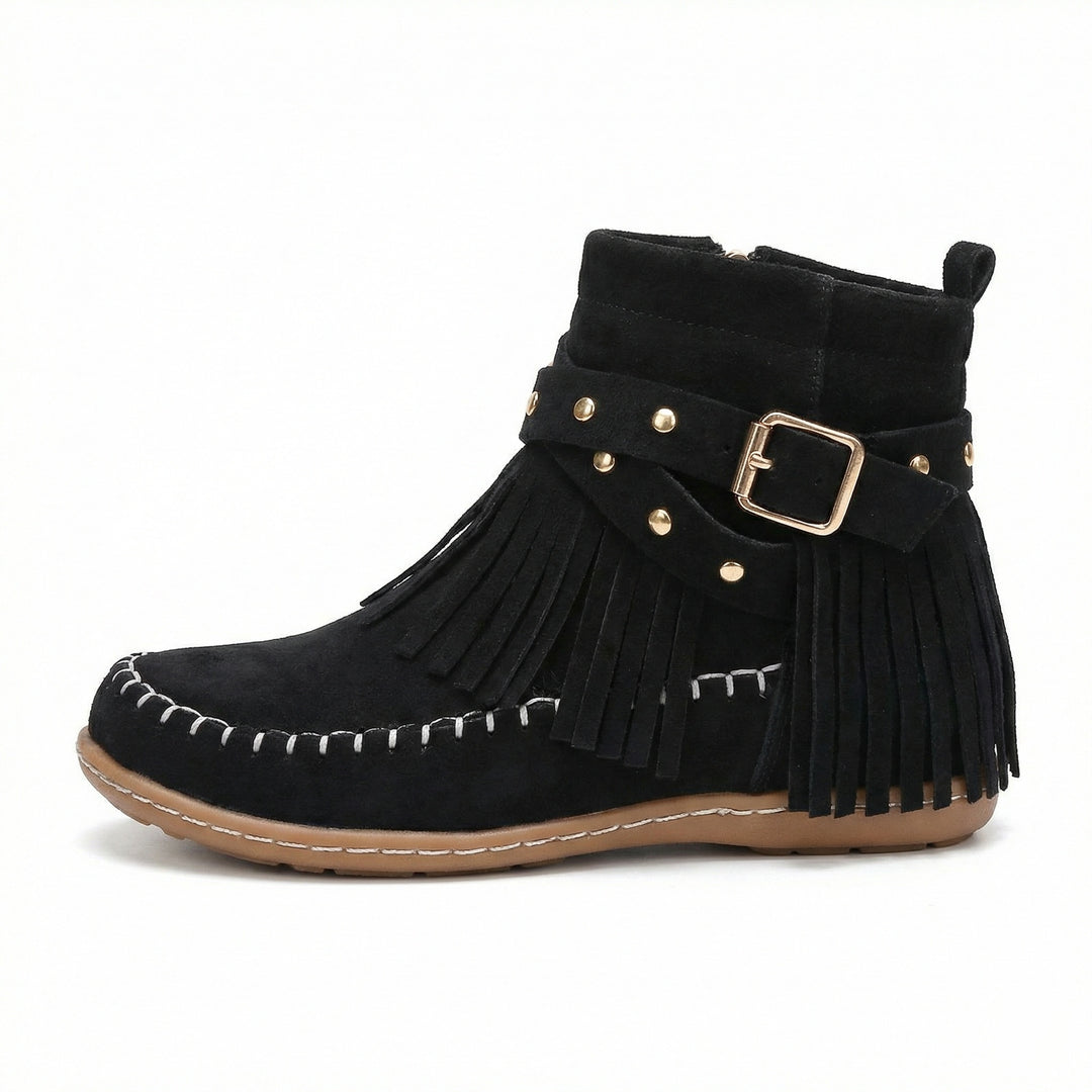 EB Warme Vintage-Stiefel mit Fransen
