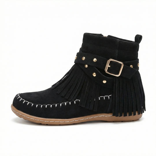 EB Warme Vintage-Stiefel mit Fransen
