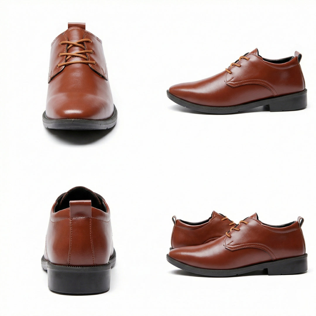 Herren Elegante Leder Schnürschuhe mit rutschfester Sohle EB