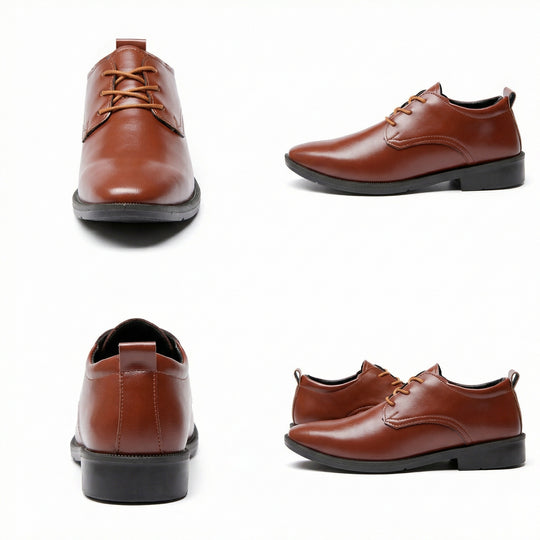 Herren Elegante Leder Schnürschuhe mit rutschfester Sohle EB