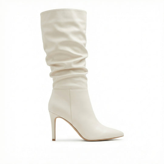 Damen High Heels Stiefel mit Gerafftem Design EB