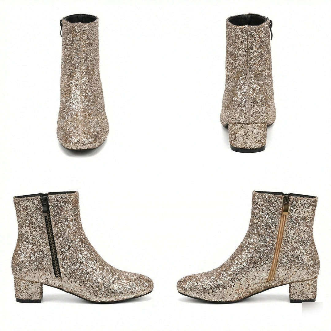 EB | Glitzernde Ankle Boots Mit Blockabsatz