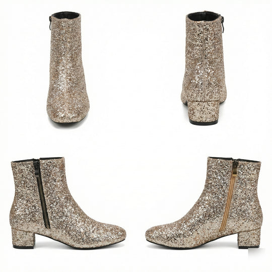 EB | Glitzernde Ankle Boots Mit Blockabsatz