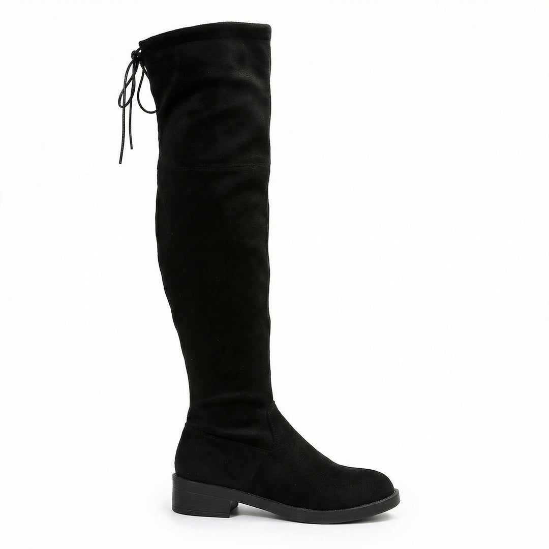 Damen Overknee-Stiefel aus weichem Wildleder mit praktischer Schnürung EB