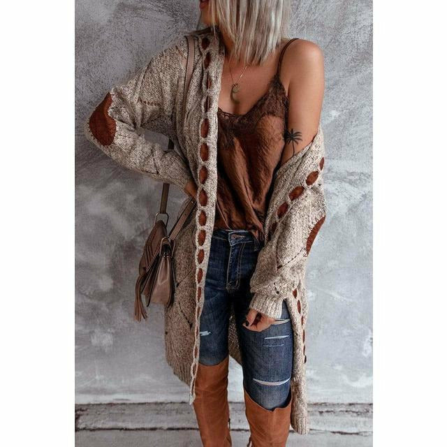 EB | Lange Strickjacke mit Kapuze