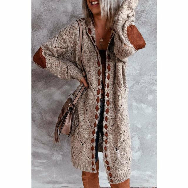 EB | Lange Strickjacke mit Kapuze