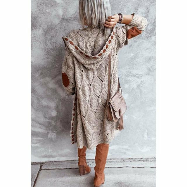 EB | Lange Strickjacke mit Kapuze
