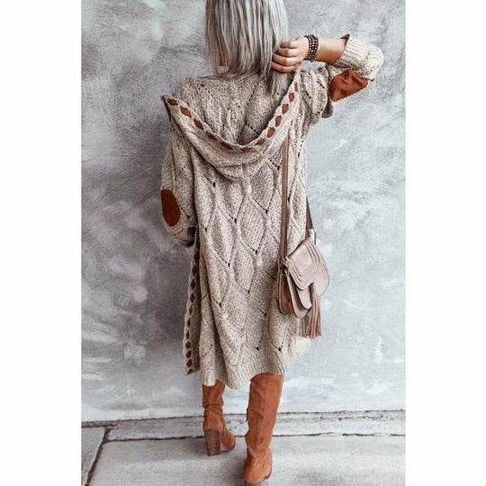 EB | Lange Strickjacke mit Kapuze
