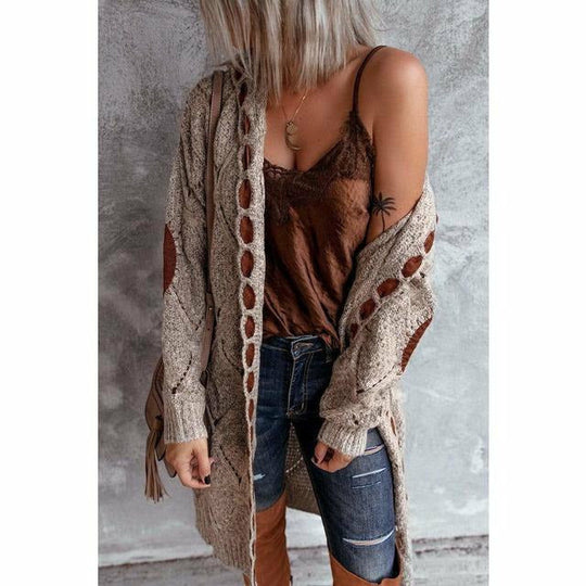 EB | Lange Strickjacke mit Kapuze