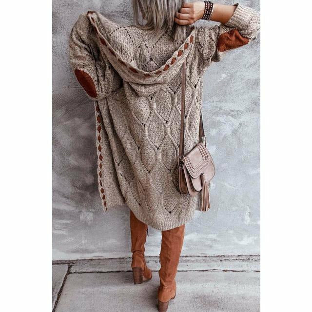 EB | Lange Strickjacke mit Kapuze