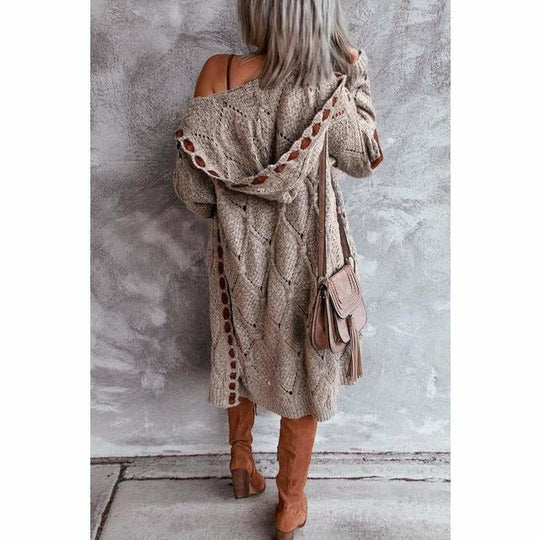 EB | Lange Strickjacke mit Kapuze