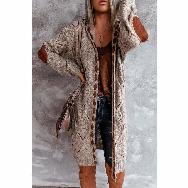 EB | Lange Strickjacke mit Kapuze