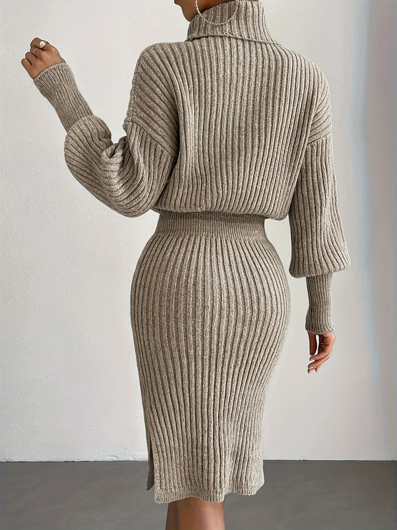 EB | Strick Damen Satz mit Rollkragenpullover und Midi Rock