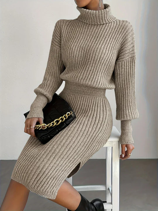 EB | Strick Damen Satz mit Rollkragenpullover und Midi Rock