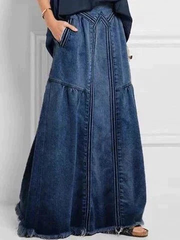 EB | Lange Denim Rock mit Elastischem Bund