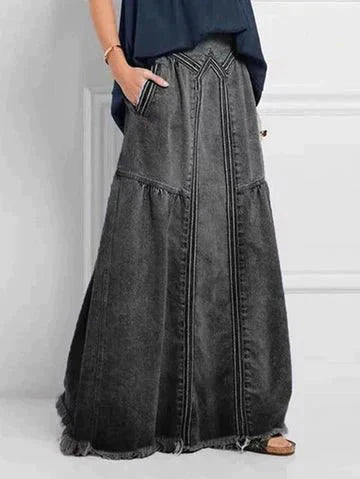 EB | Lange Denim Rock mit Elastischem Bund