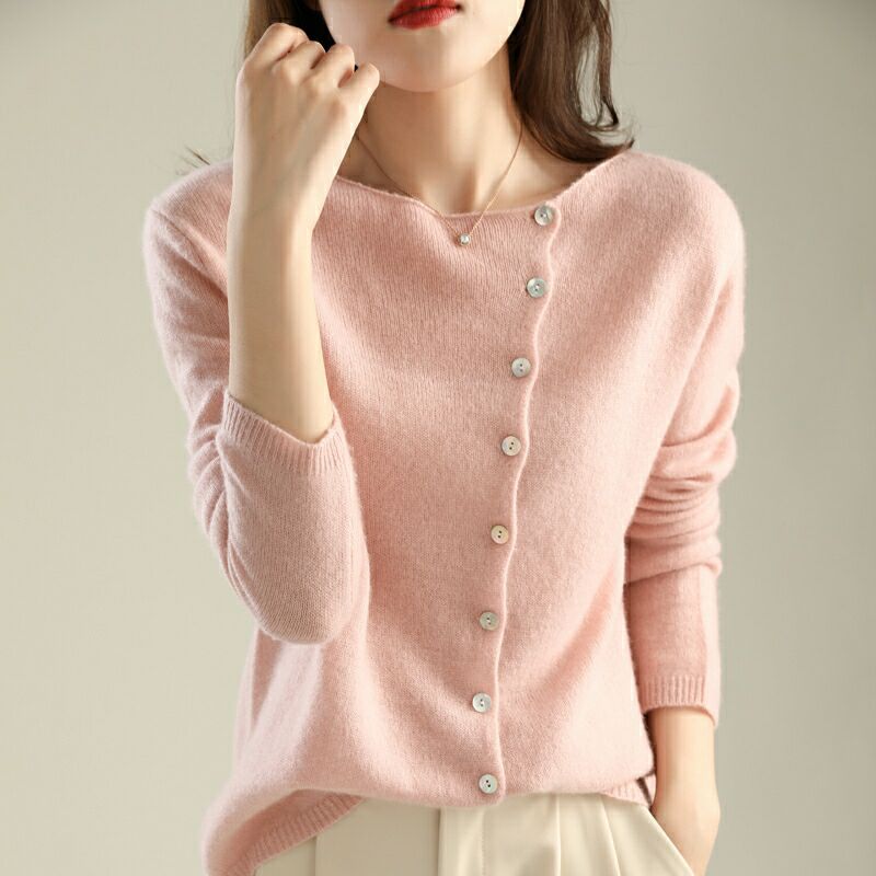 EB | Strickjacke Weiches Strick Knopfverschluss Bequemer Lässiger Schnitt