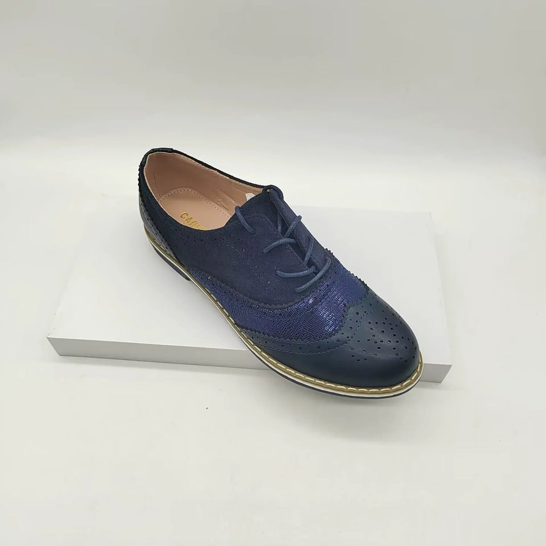 EB | Brogues Schuhe Echtes Leder Klassische Schnürung Elegantes Perforiertes Design
